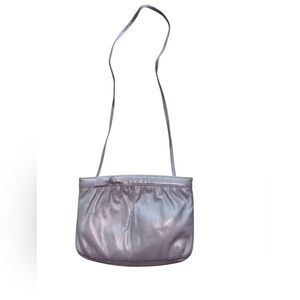 Mardane U.S.A. Gray Leather Frame Purse/Showlder Bag 1960s Vintage Bow Classic